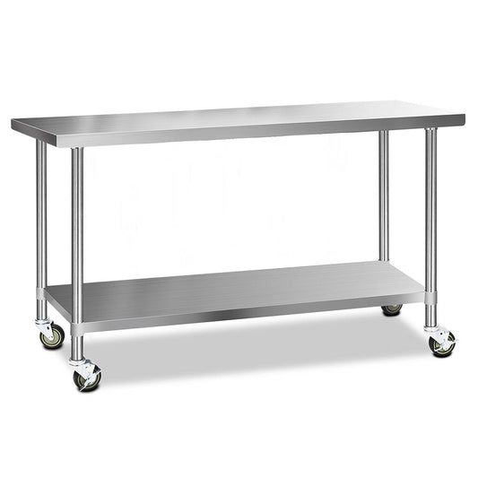 Cefito 304 Stainless Steel Kitchen Benches Work Bench Food Prep Table with Wheels 1829MM x 610MM