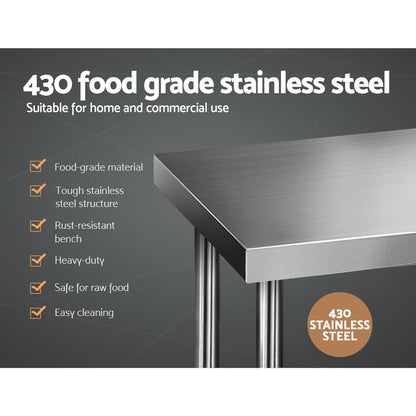 Cefito 610 x 1219mm Commercial Stainless Steel Kitchen Bench