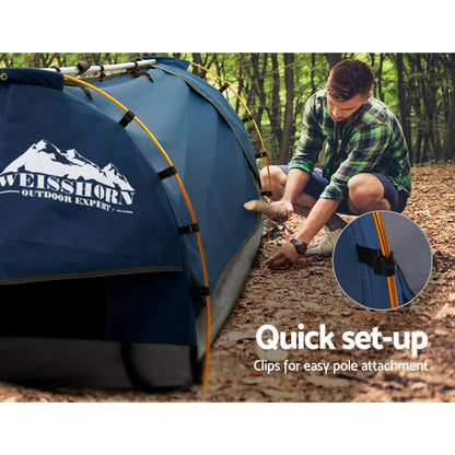 Tienda de campaña Weisshorn Double Swag para acampar, lona tipo domo independiente, color azul oscuro, 4 cm