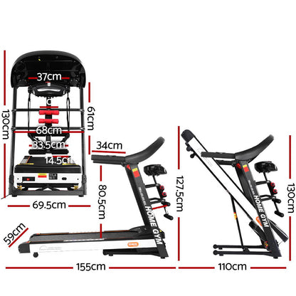 Cinta de correr eléctrica Everfit para gimnasio en casa, máquina de ejercicios de fitness con masajeador de 450 mm