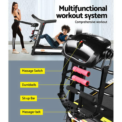 Cinta de correr eléctrica Everfit para gimnasio en casa, máquina de ejercicios de fitness con masajeador de 450 mm