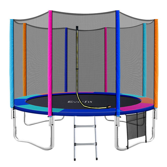 Everfit 12FT Trampoline for Kids w/ Ladder Enclosure Safety Net Pad Gift Round