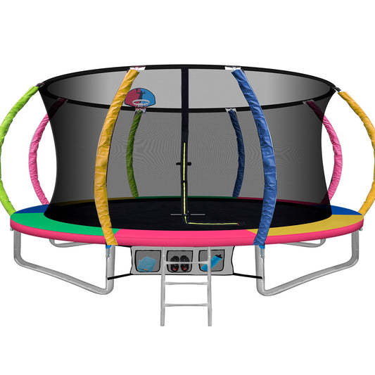 Everfit 14FT Trampoline for Kids w/ Ladder Enclosure Safety Net Rebounder Colors