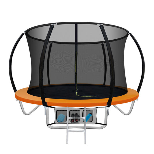 Everfit 8FT Trampoline for Kids w/ Ladder Enclosure Safety Net Rebounder Orange
