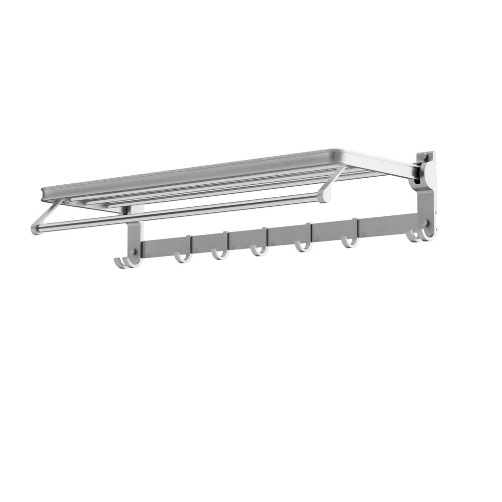 Towel Rail Rack Holder 4 Bars Wall Mounted Aluminium Foldable Hanging Hook