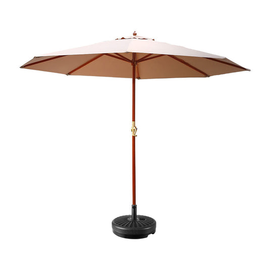 Instahut 3m Outdoor Umbrella w/Base Pole Umbrellas Garden Sun Stand Deck Beige