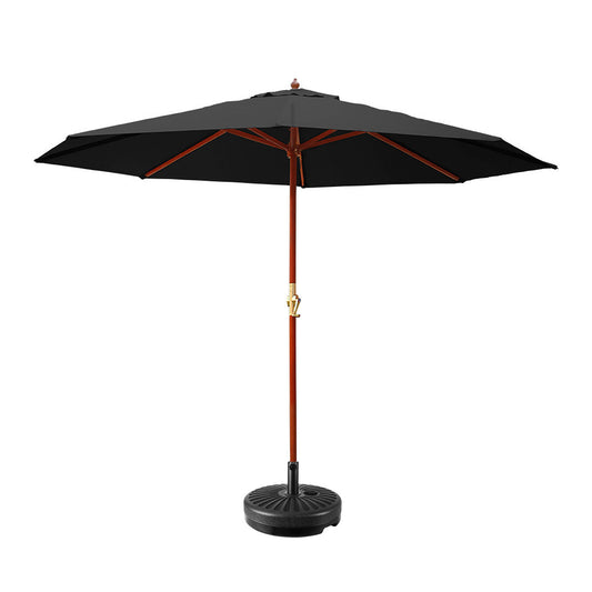 Instahut 3m Outdoor Umbrella w/Base Pole Umbrellas Garden Sun Stand Deck Black