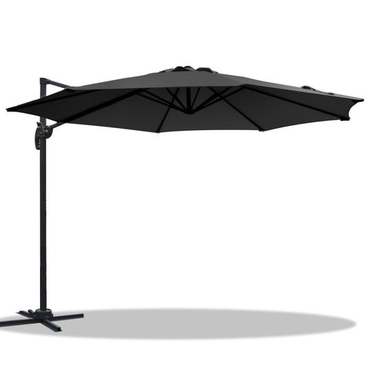 Instahut 3m Outdoor Umbrella Cantilever 360 Degree Tilt Beach Roma Black