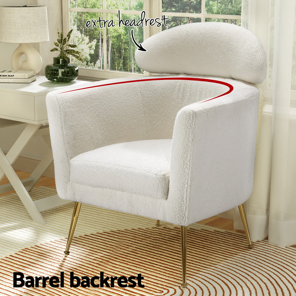 Artiss Armchair Boucle Fabric White Yoli