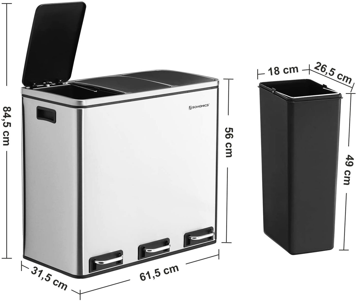 3 x 18L 厨房垃圾桶垃圾分离系统