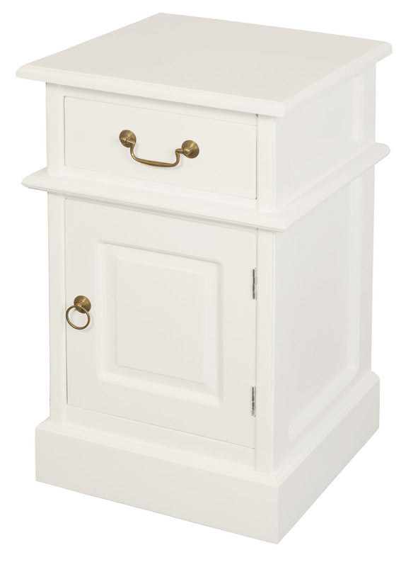 Tasmania 1 Solid Door 1 Drawer Bedside (White)