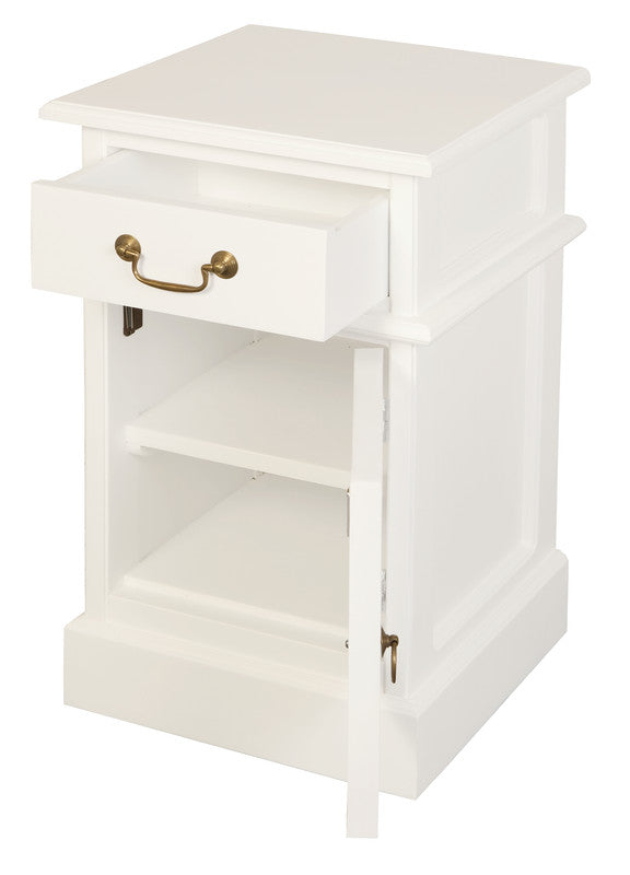 Tasmania 1 Solid Door 1 Drawer Bedside (White)