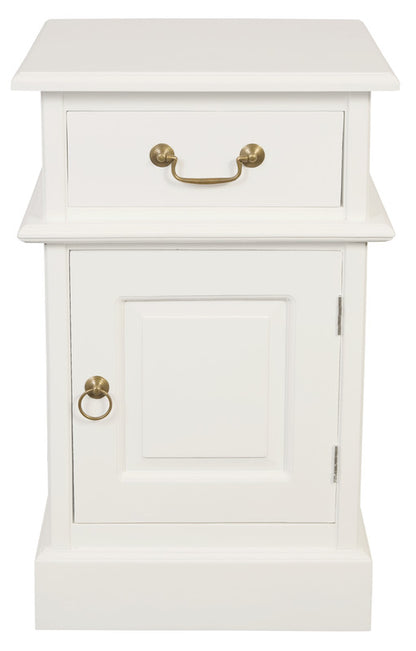 Tasmania 1 Solid Door 1 Drawer Bedside (White)