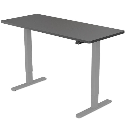 Fortia Sit To Stand Up Standing Desk, 140x60cm, 72-118cm Electric Height Adjustable, 70kg Load, Black/Silver Frame