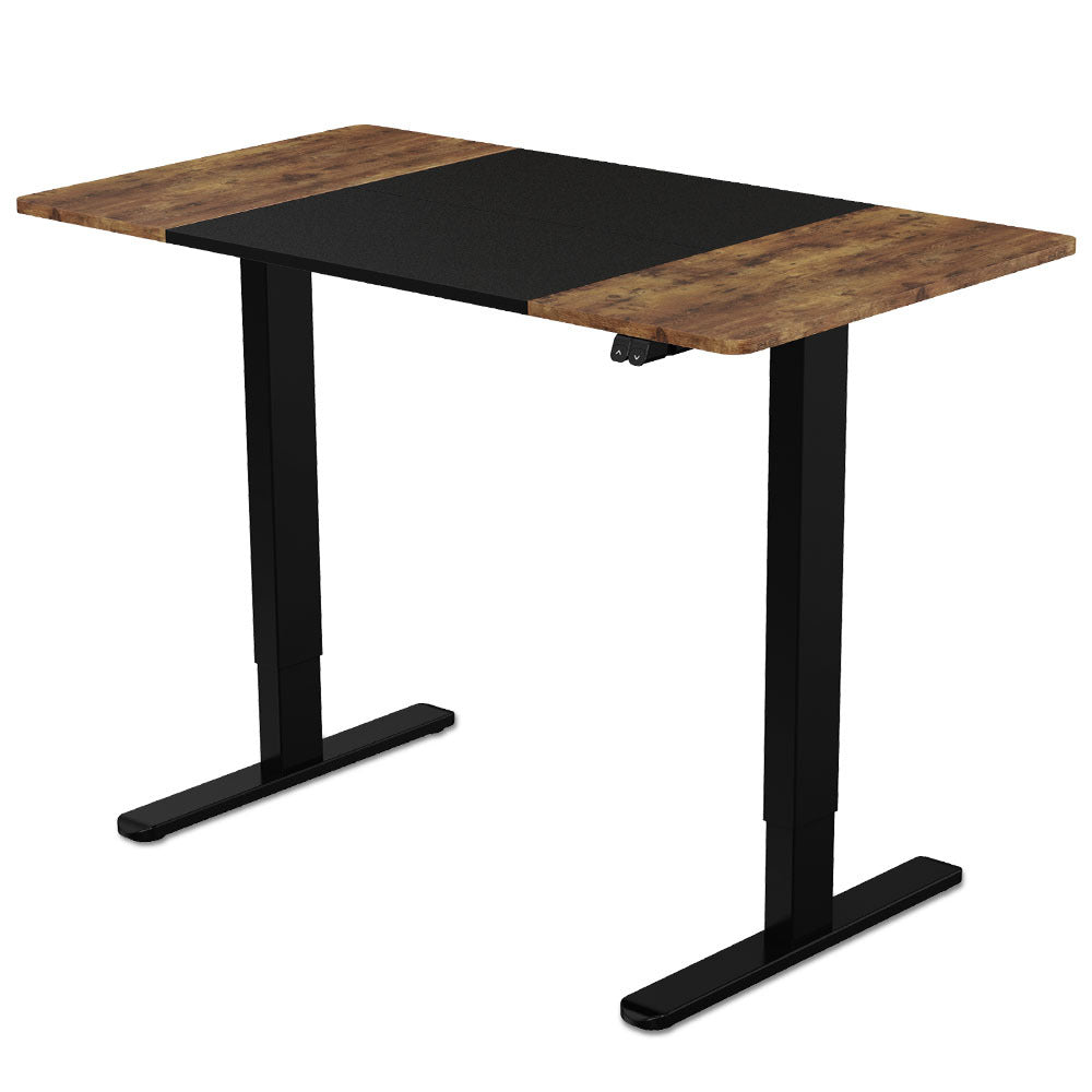 Escritorio de pie Fortia Sit To Stand Up, 120 x 60 cm, altura ajustable eléctricamente de 72 a 118 cm, capacidad nominal de 70 kg, marco de nogal/negro