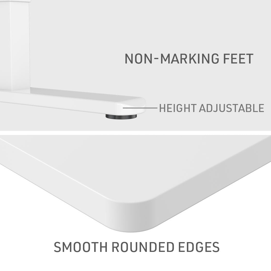 Fortia Sit To Stand Up Standing Desk, 140x60cm, 72-118cm Electric Height Adjustable, 70kg Load, White/White Frame