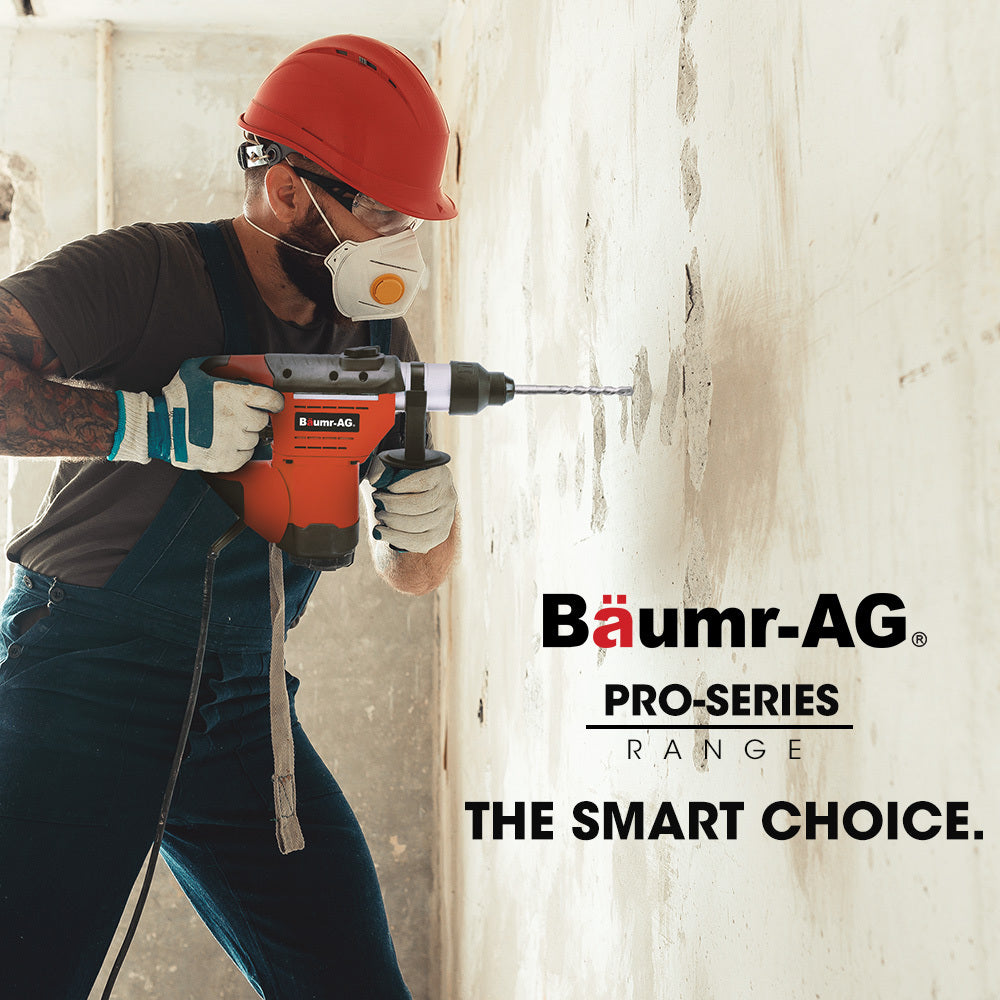 Baumr-AG 1500W Pro-Grade Electric Rotary Jackhammer Hammer Drill, with 2 Bonus Chisels, 3 Drill Bits