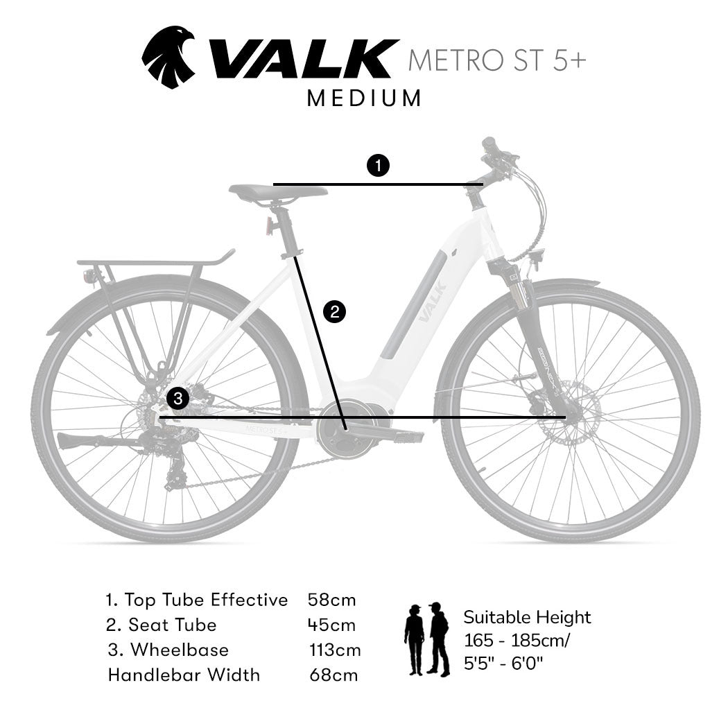 2023 Valk Metro ST 5 + Electric Bike, Mid-Drive, Step-Through, Medium, White