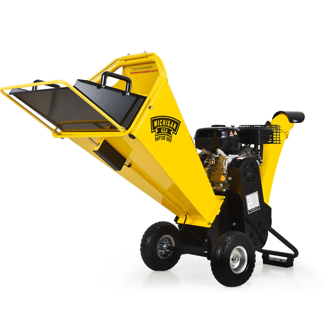 MICHIGAN 8HP 208cc Petrol Commercial Wood Chipper, Tree Mulcher - Raptor 1000