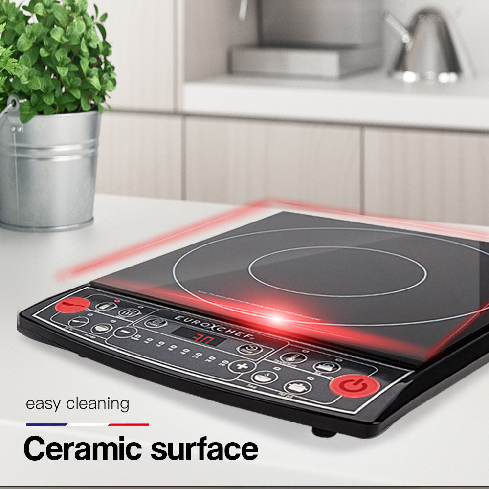 EuroChef Electric Induction Portable Cooktop Ceramic Hot Plate Kitchen Cooker 10AMP