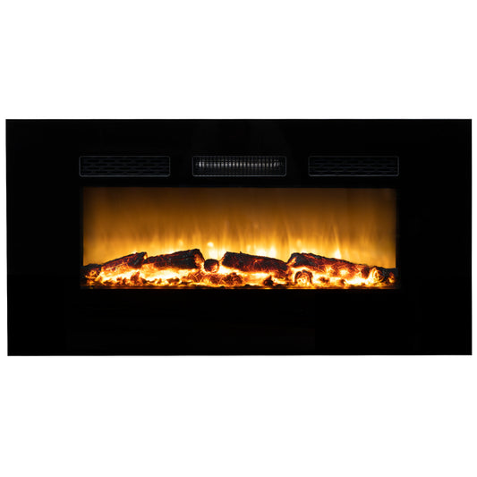 CARSON 100cm Electric Fireplace Heater Wall Mounted 1800W Stove with Log Flame Effect