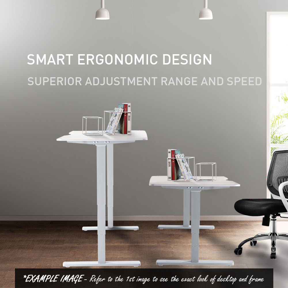 Fortia Sit To Stand Up Standing Desk, 150x70cm, 62-128cm Electric Height Adjustable, Dual Motor, 120kg Load, Arched, White/Silver Frame