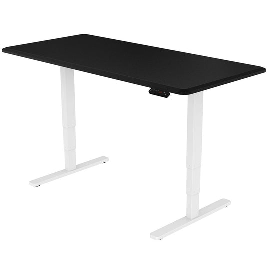 Fortia Sit To Stand Up Standing Desk, 160x75cm, 62-128cm Electric Height Adjustable, Dual Motor, 120kg Load, Black/White Frame