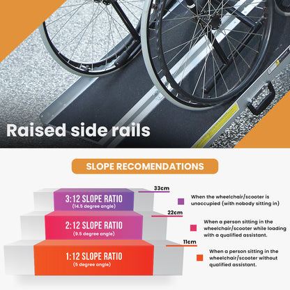 EQUIPMED 182cm Portable Folding Aluminium Access Ramp, 272kg Rated, Black Ultra-Grip, for Wheelchair, Mobility Scooter