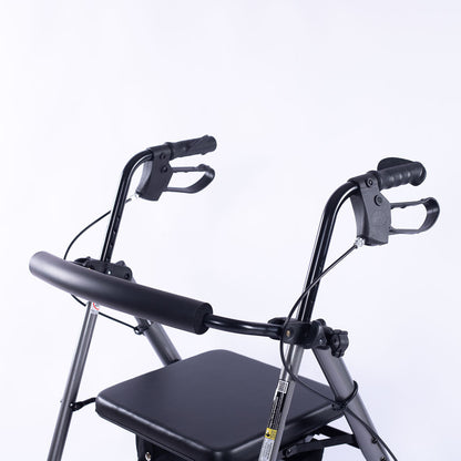 EQUIPMED 4 Wheel Lightweight Rollator Walker, Aluminium Frame, Seat, Carry Bag, for Seniors, Titanium Style