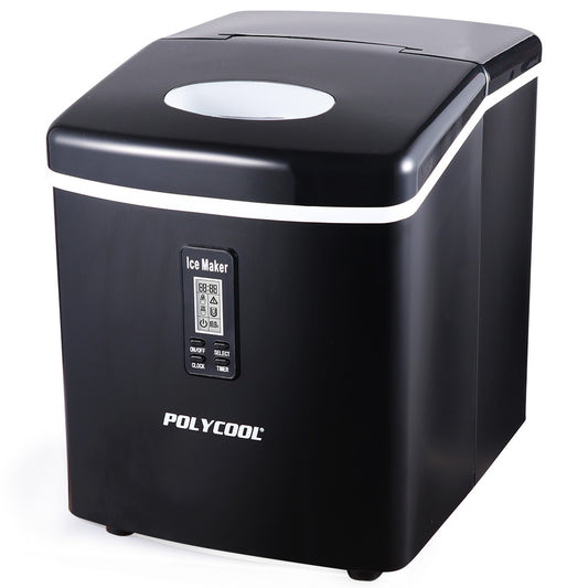 POLYCOOL 3.2L Portable Ice Cube Maker Machine Automatic with LCD Control Panel, Black