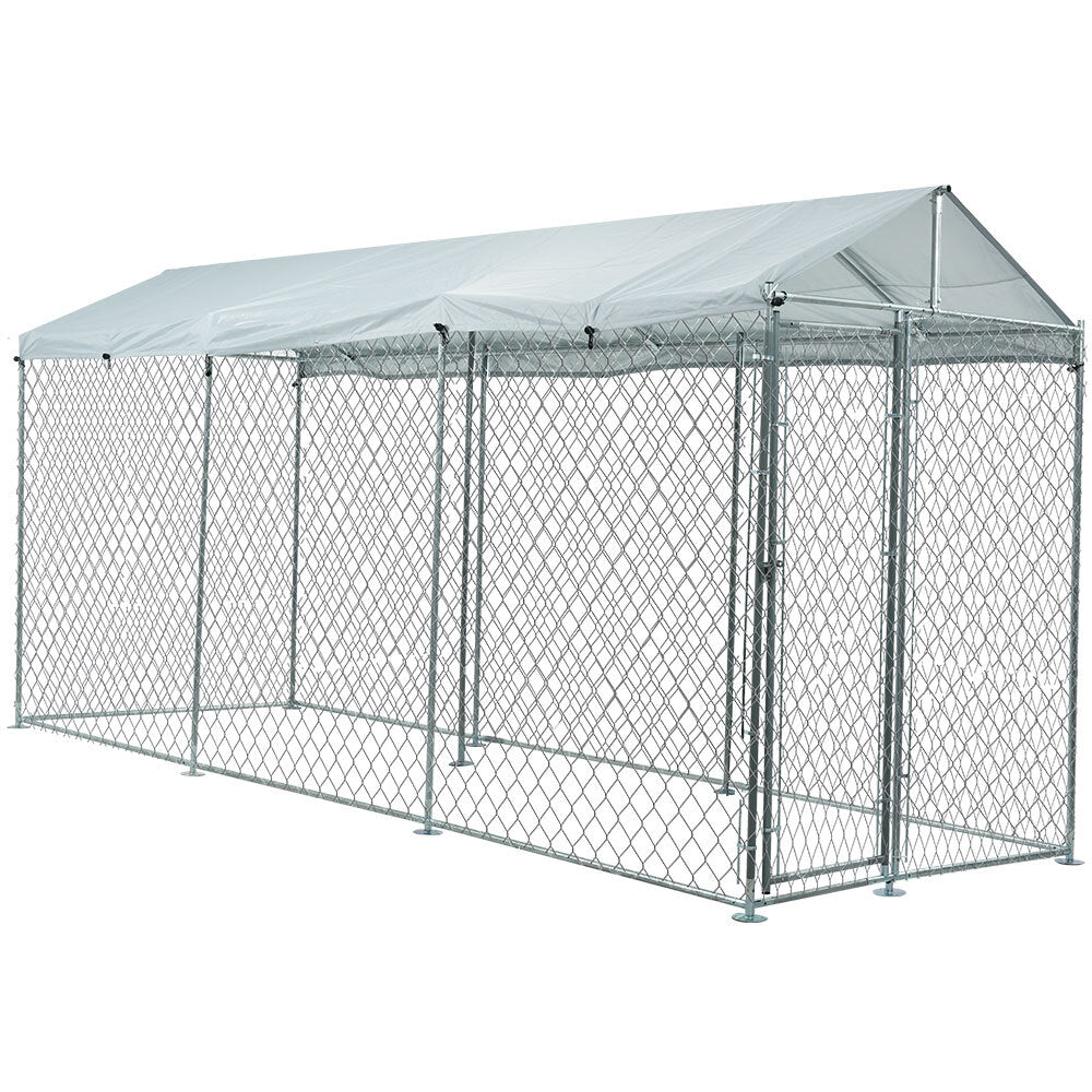 4.5x1.5m Dog Enclosure Pet Playpen Outdoor Wire Cage Puppy Animal Fence with Cover Shade