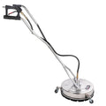 Jet-USA 18" Stainless Steel Pressure Washer Surface Cleaner with Yoke Handlebar, 3/8" Fitting, For Concrete Driveway Patio Floor