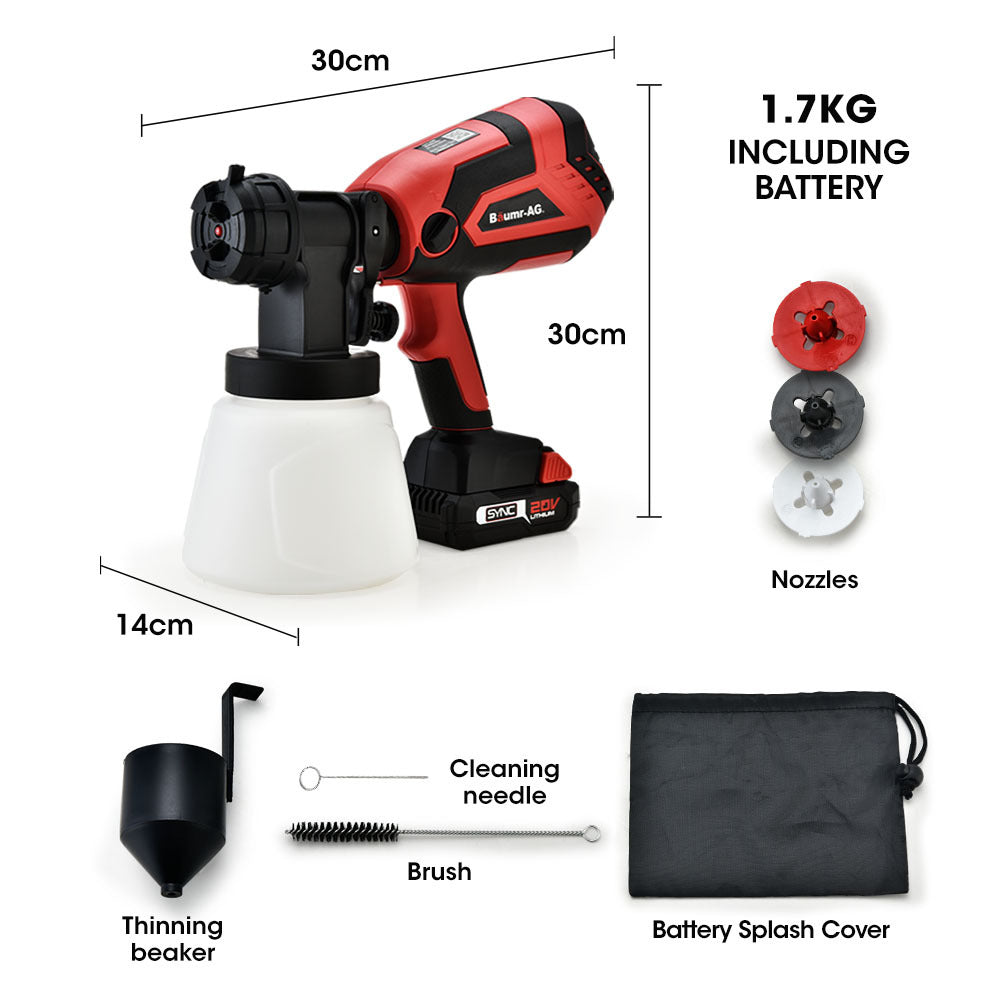 BAUMR-AG 20V Electric Paint Sprayer Cordless Air Spray Gun Kit, Lithium Battery with Fast Charger