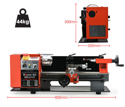 BAUMR-AG 600W 7 英寸 x 14 英寸变速迷你金属车床，带液晶屏