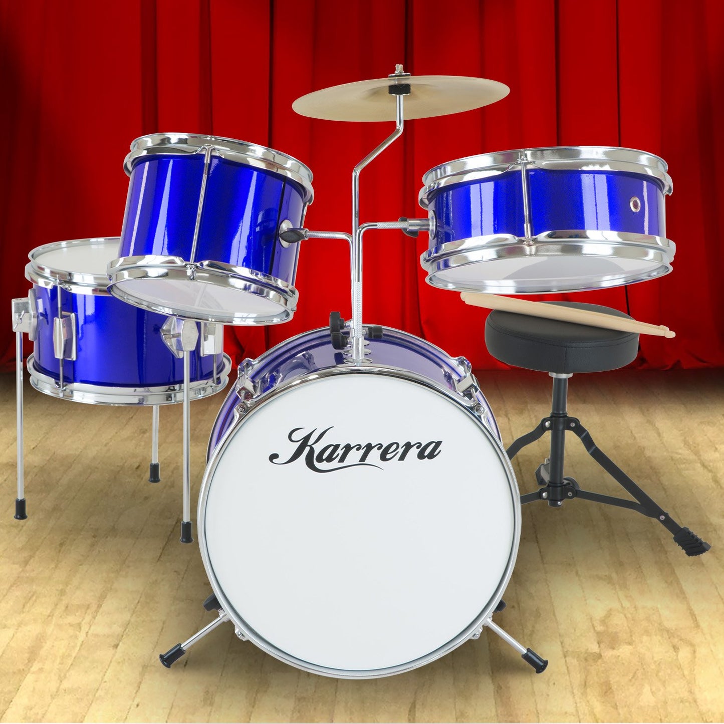Karrera Children's 4pc Drum Kit - Blue
