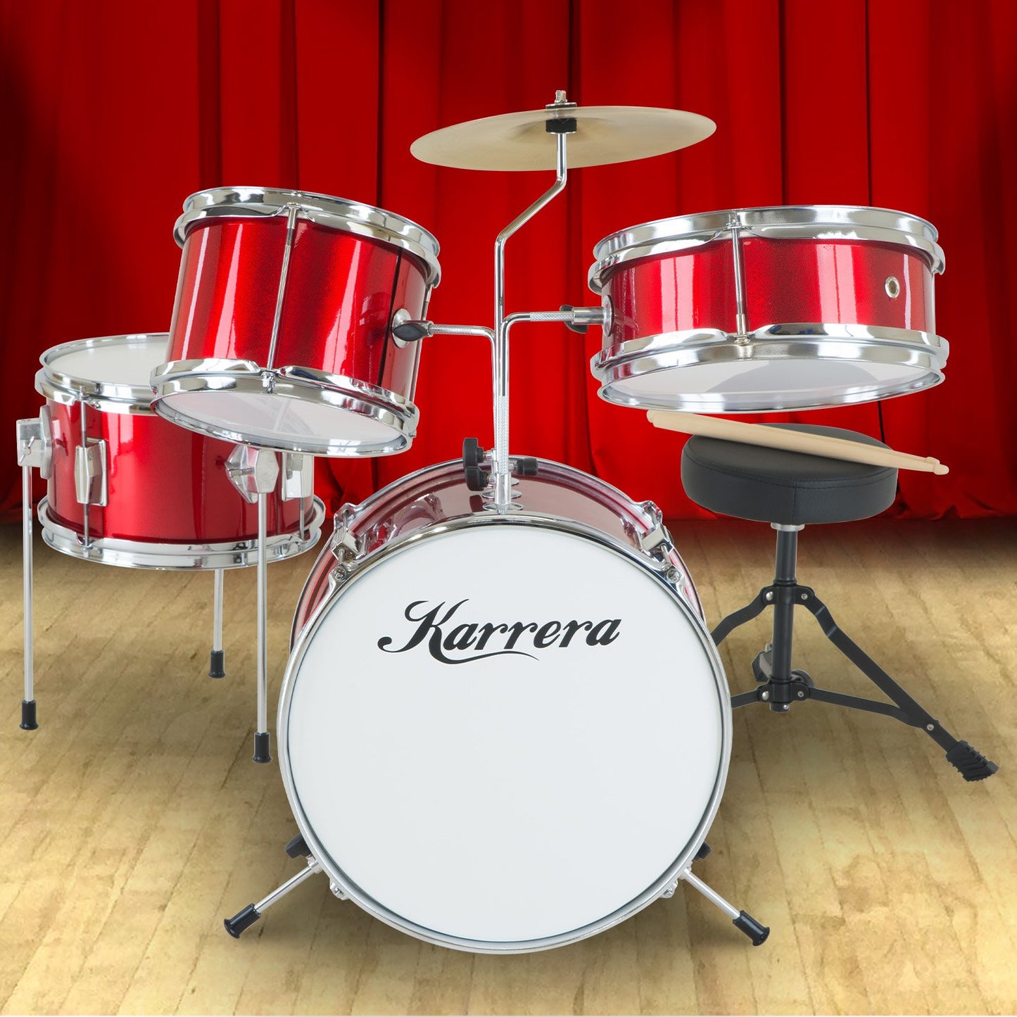 Karrera Children's 4pc Drum Kit - Red