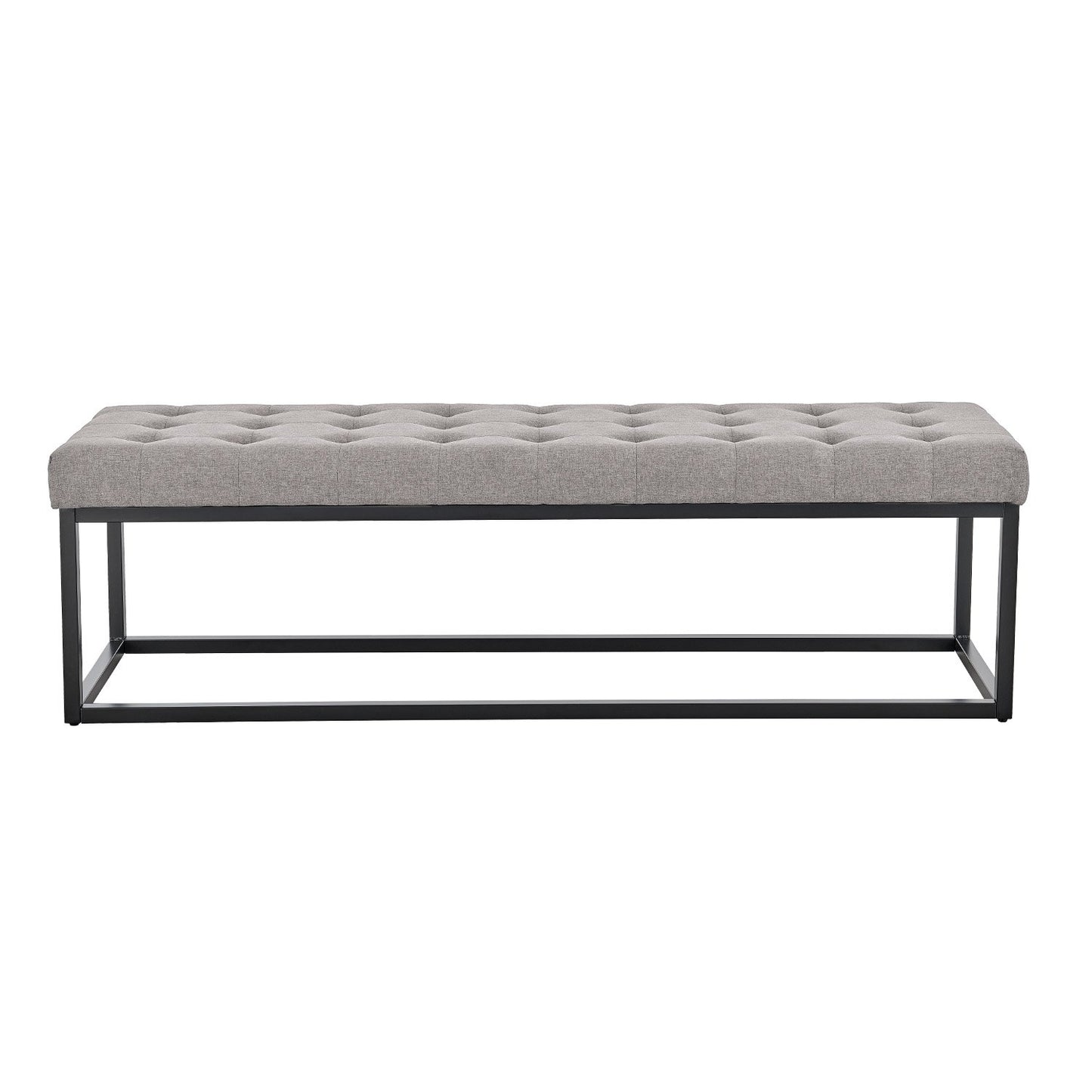 Sarantino Cameron Button-tufted Upholstered Bench With Metal Legs By Sarantino - Light Grey Linen