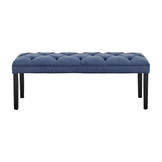 Sarantino Cate Button-tufted Upholstered Bench With Tapered Legs By Sarantino - Blue Linen