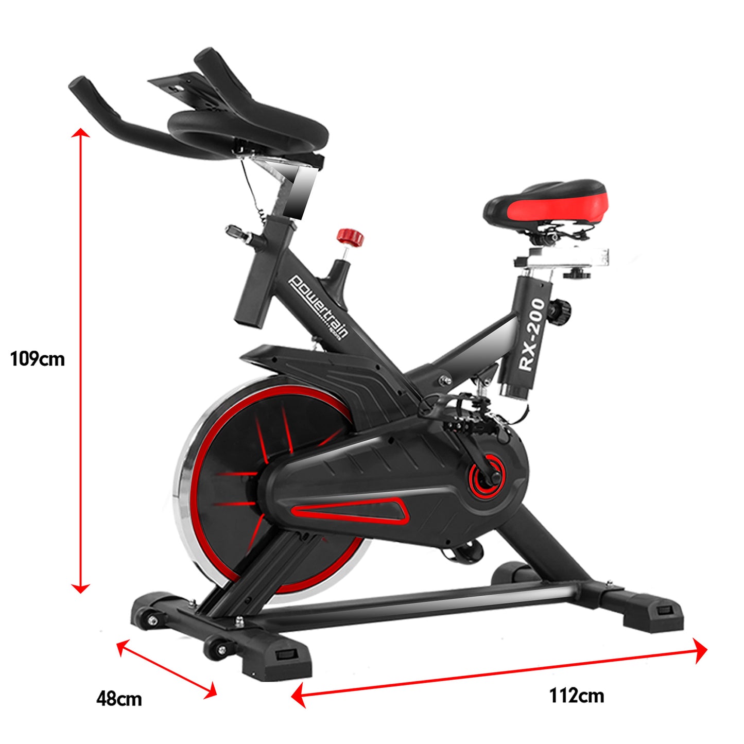 Powertrain RX-200 Exercise Spin Bike Cardio Cycling - Red