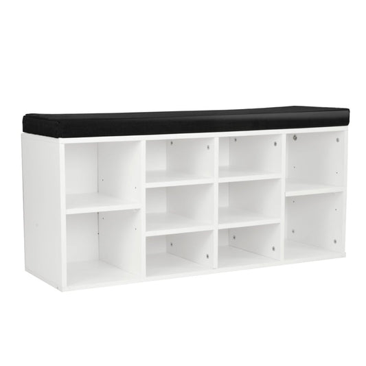 Sarantino New 10 Pairs Shoe Cabinet Rack Storage Organiser Shelf Stool Bench Wood - White