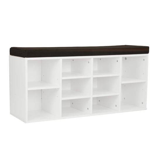Sarantino Shoe Rack Cabinet Organiser Brown Cushion Bench Stool - 104 X 30 X 45 - White
