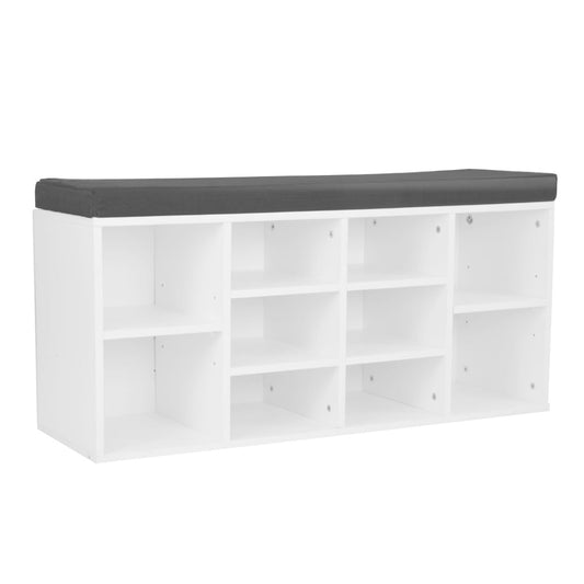 Sarantino Shoe Rack Cabinet Organiser Grey Cushion Sttol Bench Ottoman - 104 X 30 X 45 - White