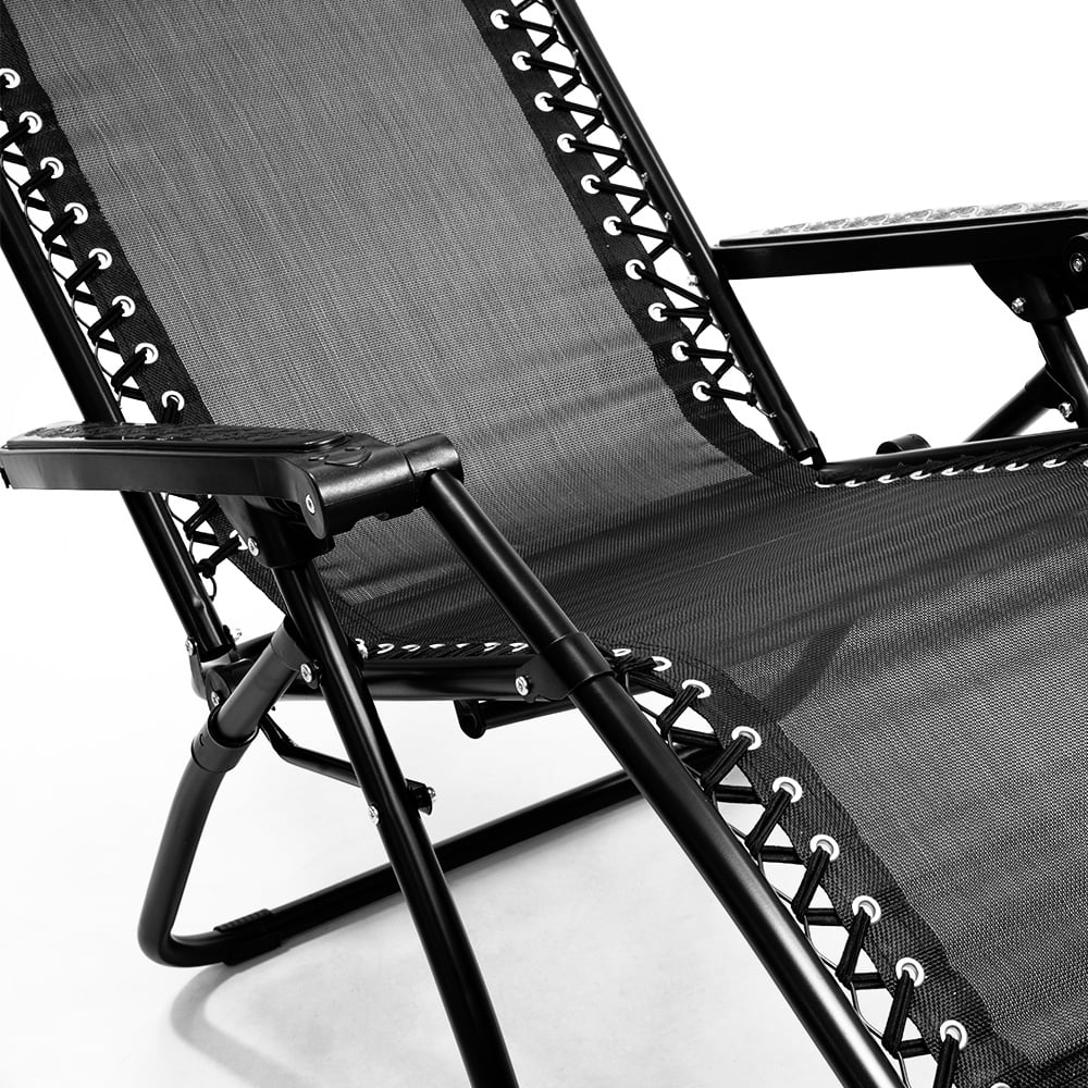 Wallaroo Zero Gravity Reclining Deck Lounge Sun Beach Chair Outdoor Folding Camping - Black