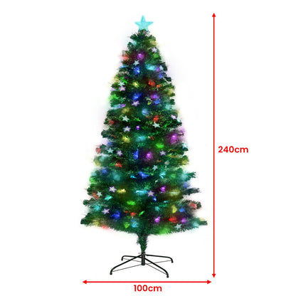 Árbol de Navidad de fibra óptica preiluminado encantado de 2,4 m de Christabelle con estrellas para decoración navideña