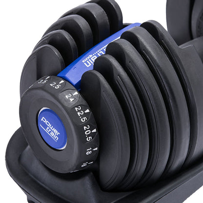 Mancuerna ajustable para gimnasio en casa Powertrain de 24 kg, color azul