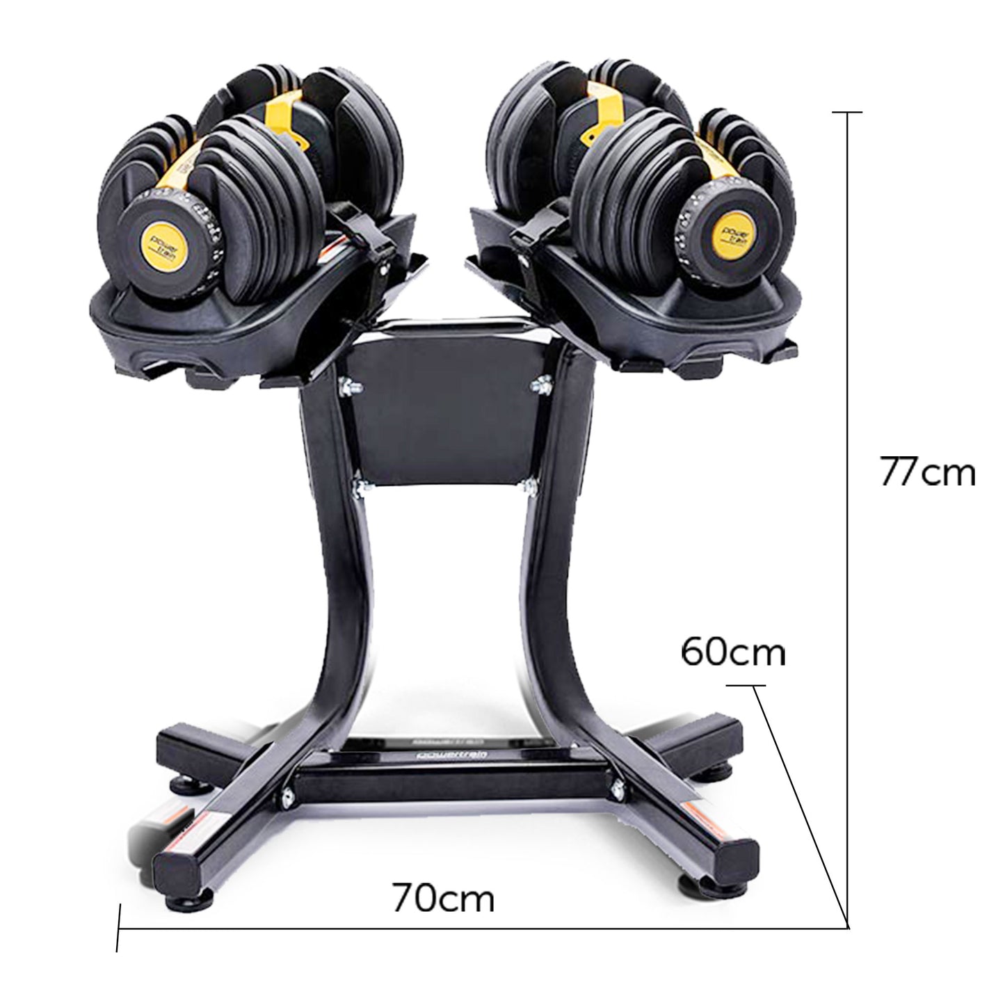 Powertrain  48KG Adjustable Dumbbell Set With Stand - Gold
