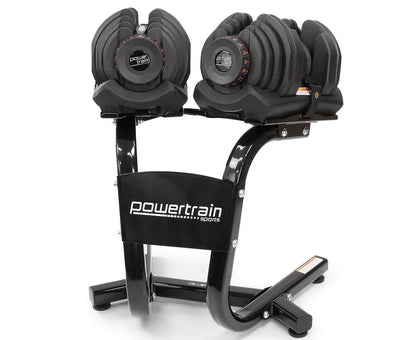 Powertrain 2x 40kg Powertrain Adjustable Dumbbells with Stand