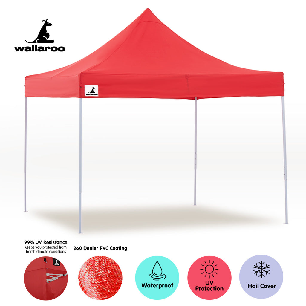 Wallaroo Gazebo Tent Marquee 3x3 PopUp Outdoor Red