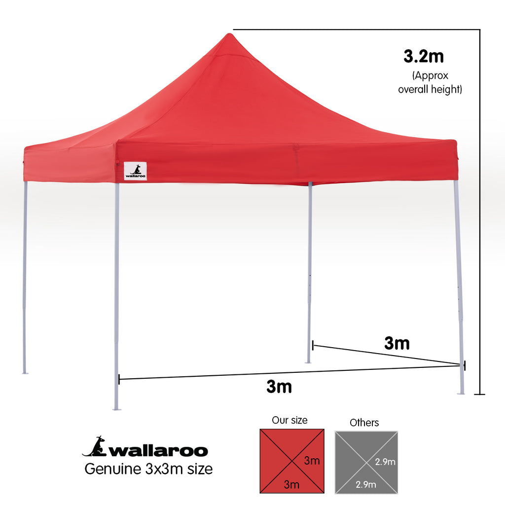 Wallaroo Gazebo Tent Marquee 3x3 PopUp Outdoor Red