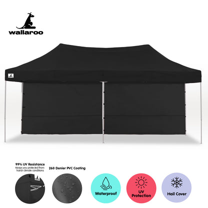 Wallaroo Gazebo Tent Marquee 3x6m PopUp Outdoor Wallaroo Black